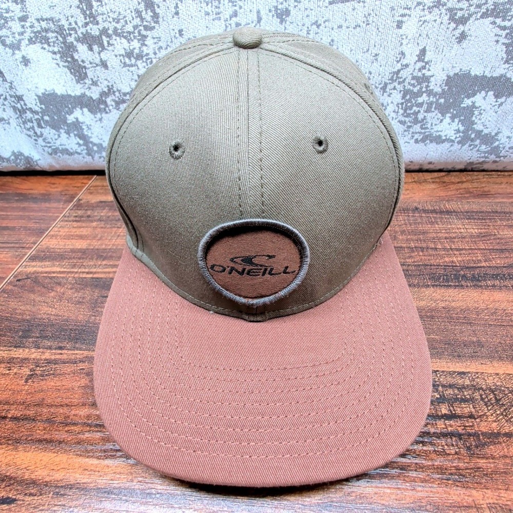 ONeill Mens Snapback Hat Olive Green Brown Cotton Logo Patch Cap HO7196107X